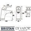 Bristan Java Basin Mixer Clicker Waste Tap Dimensions